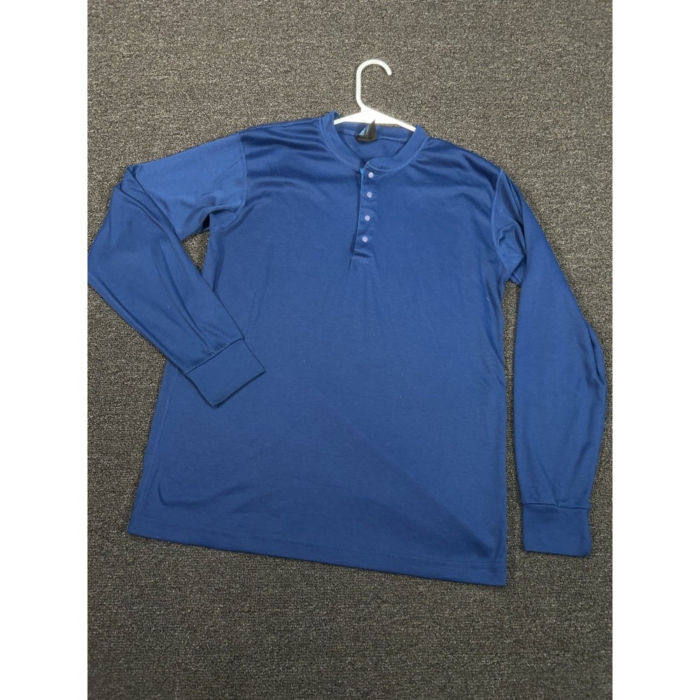 Vintage Patagonia Capilene USA Henley Snap‎ Button Base Layer Men Large Blue 80s